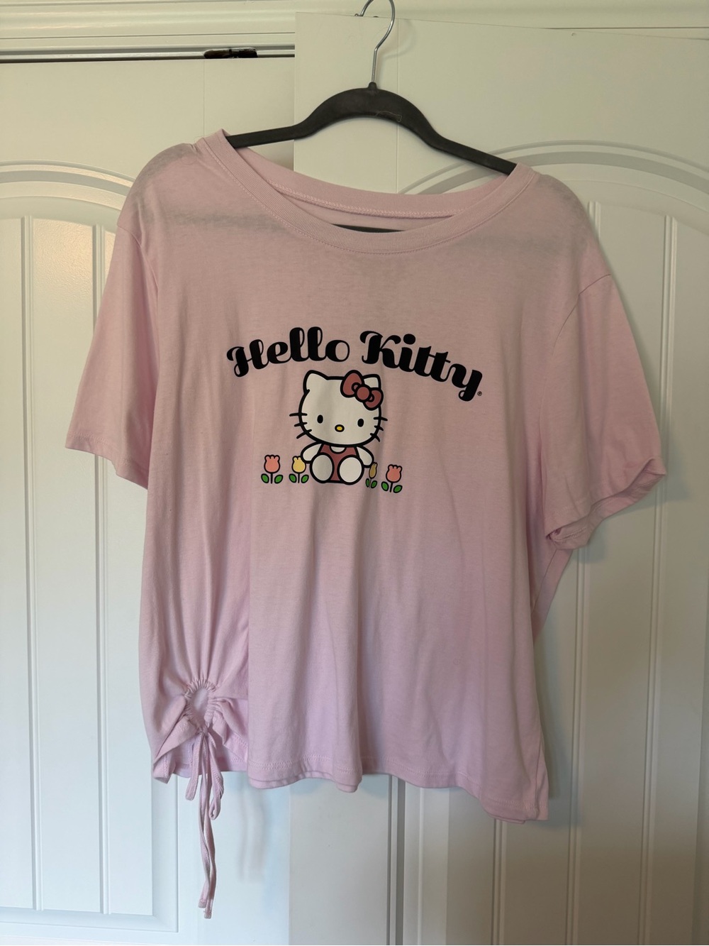 Hello Kitty Light Pink Graphic Tee with Side Tie